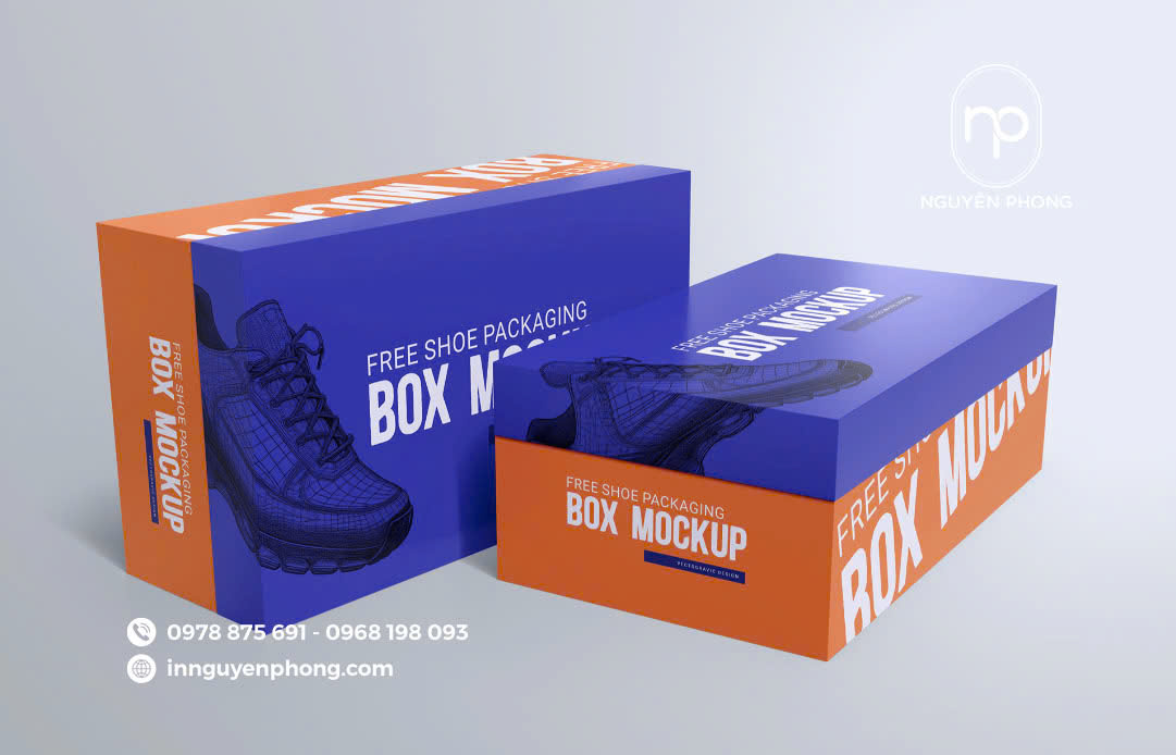 Mẫu in hộp carton đựng giày nổi bật 